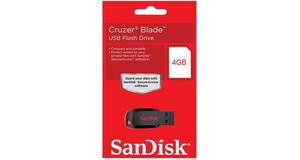 PENDRIVE SANDISK 4GB CRUZER BLADE - ULTRACAPACIDADE E ULTRACOMPACTO