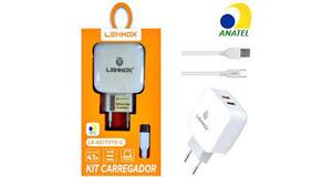 CARREGADOR CELULAR LEHMOX 5V 4A COM CABO TIPO C