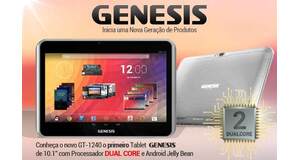 TABLET GENESIS GT-1240 TELA 10 DUAS CAMERAS 8GB 3D HDMI ANDROID 4.1